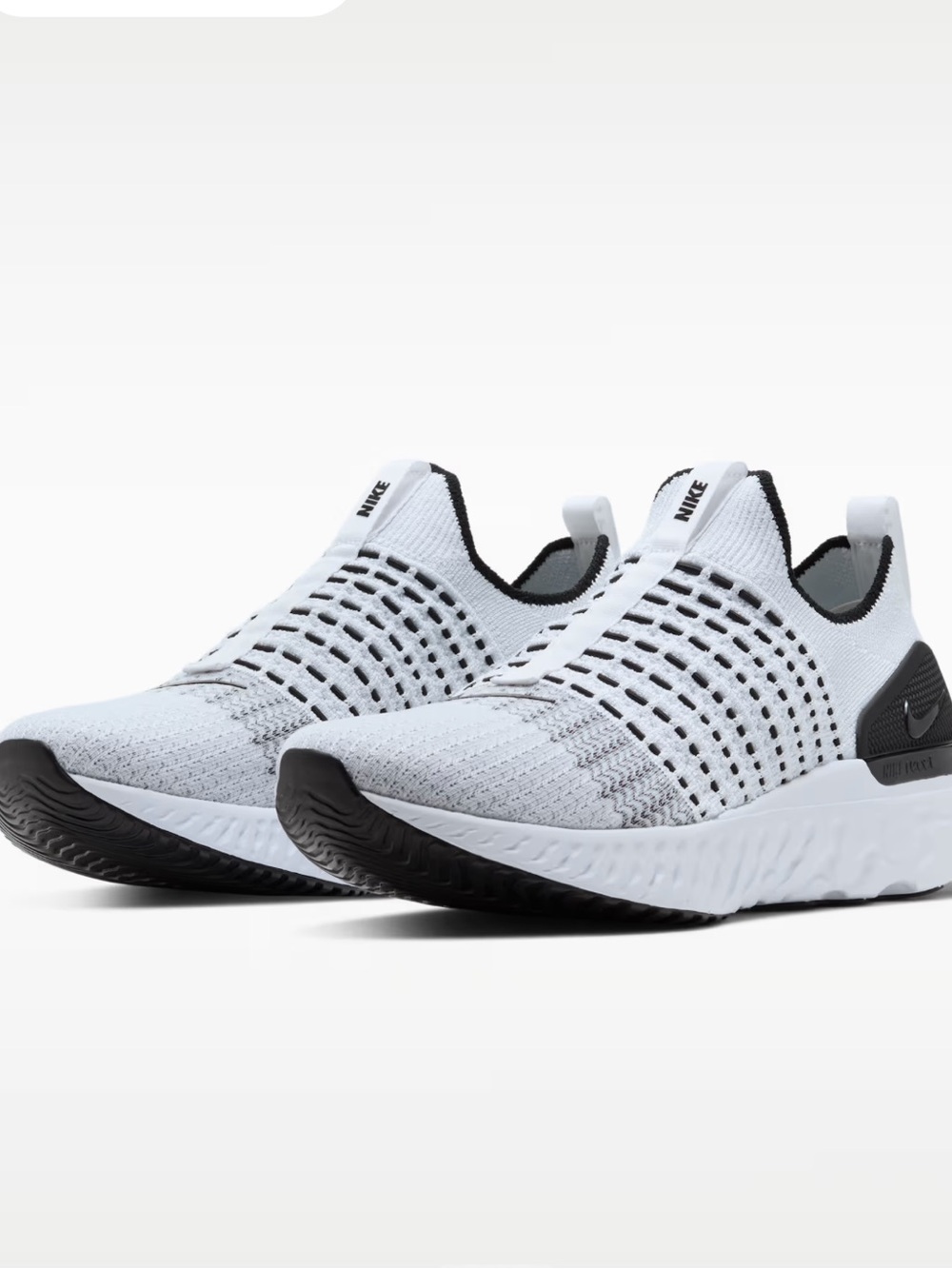 Nike Men’s White and Black Phantom Run 2 Slip-On Running Shoes